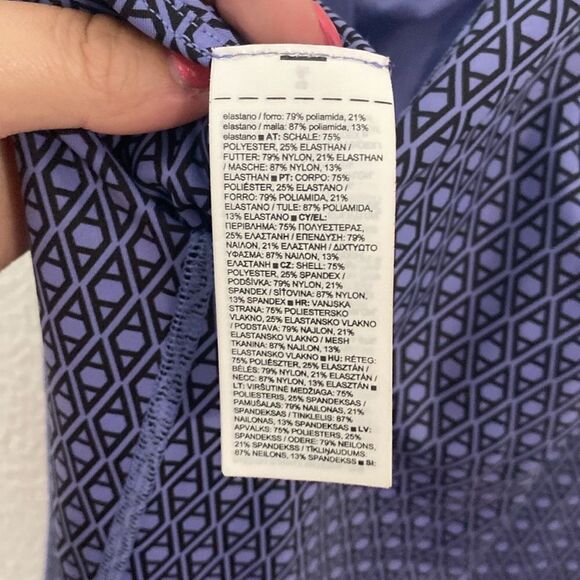 NWOT- Athleta-Ultimate Ease Fit And Flare Blue Purple Printed Dress- Size Small - Picture 14 of 15